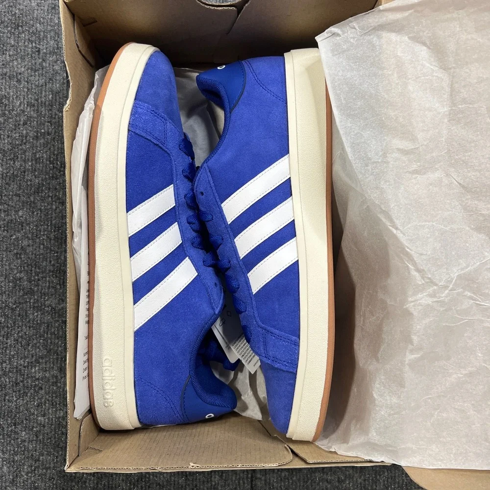 NEW Adidas Grand Court Base 00s Mens 11.5 Blue White Suede Shoes Sneakers IH1039